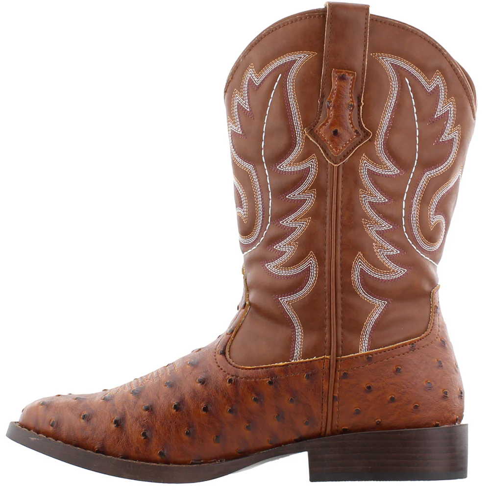 Bumps Embroidered Square Toe Pull On Cowboy Boots - Image 4