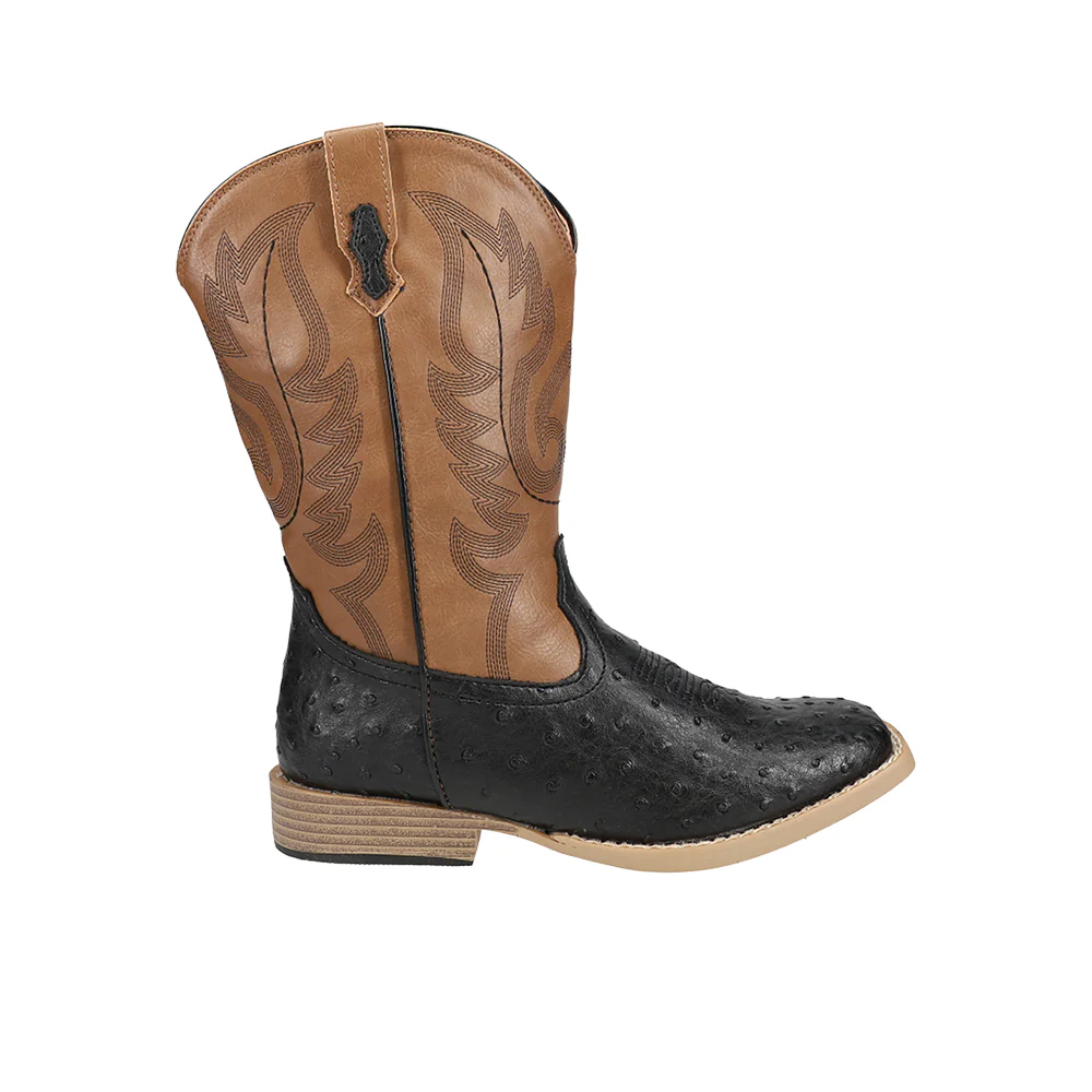 Bumps Embroidered Square Toe Cowboy Boots (Big Kid)