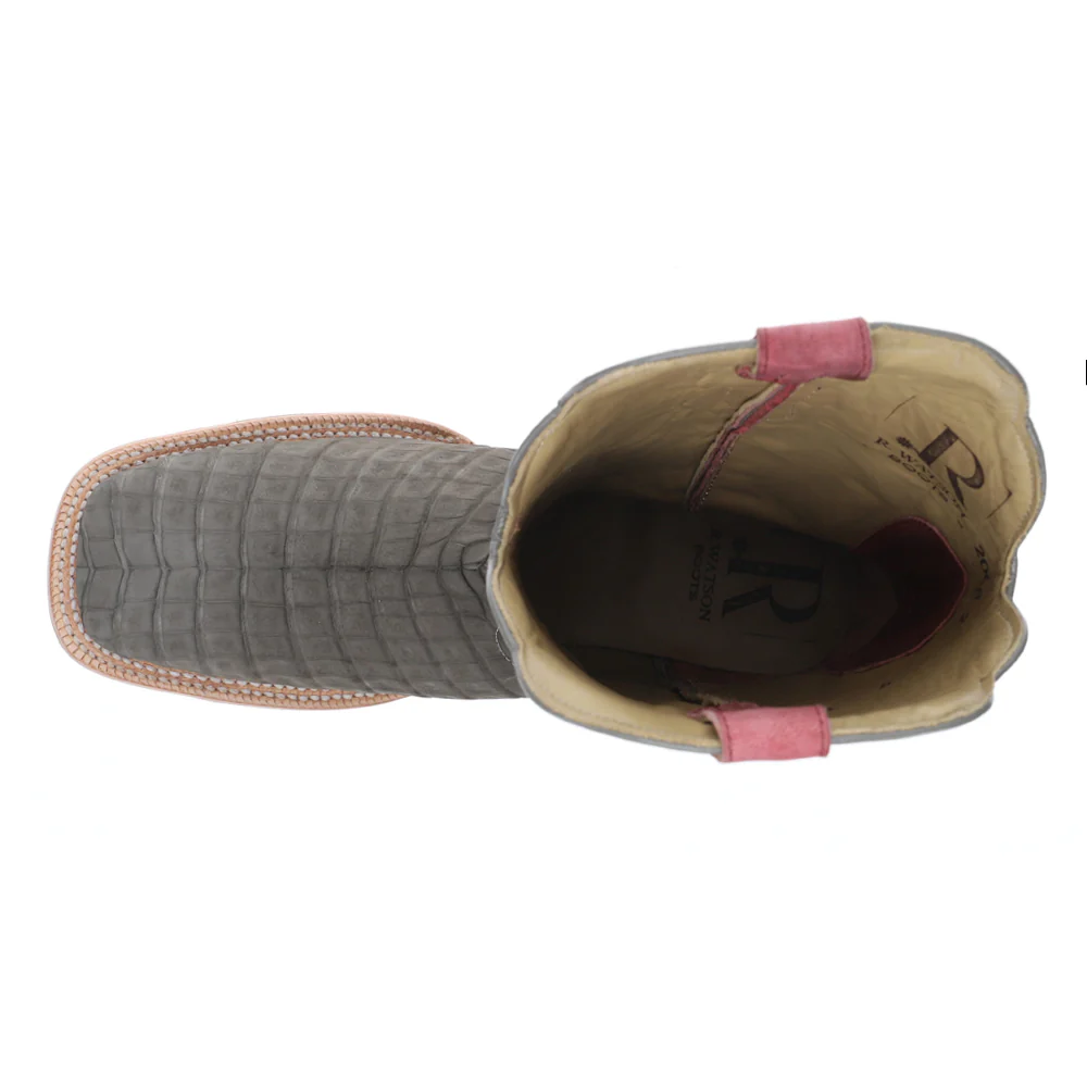 Caiman Belly 11 Inch Wide Square Toe Cowboy Boots - Image 4