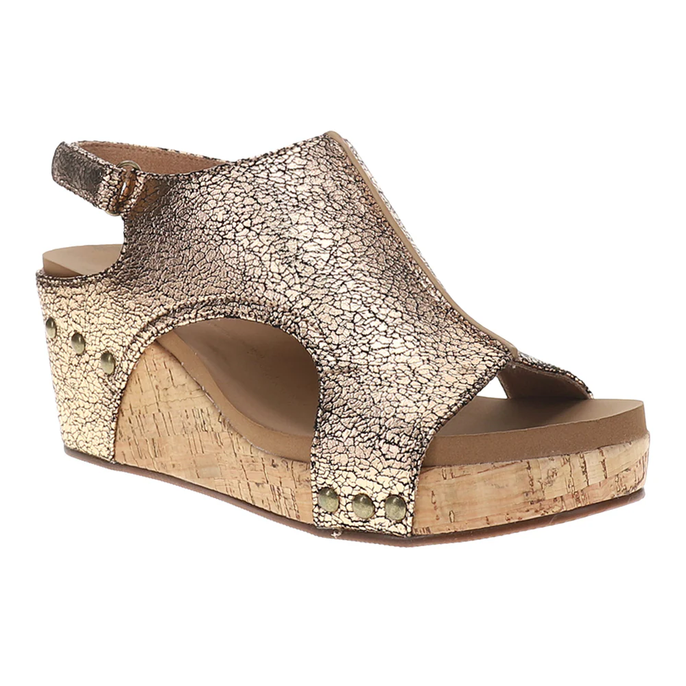 Carley Metallic Studded Wedge Slingback Sandals - Image 2