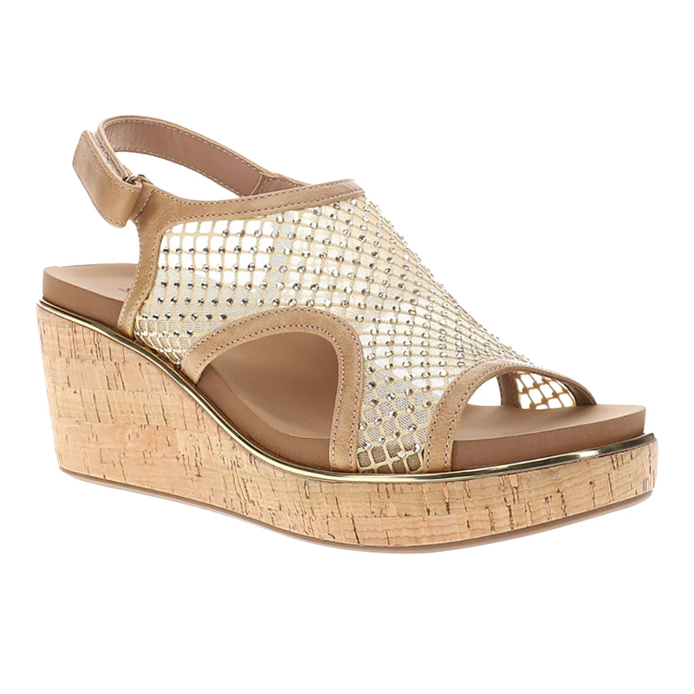 Carley Rhinestone Mesh Wedge Slingback Sandals - Image 2