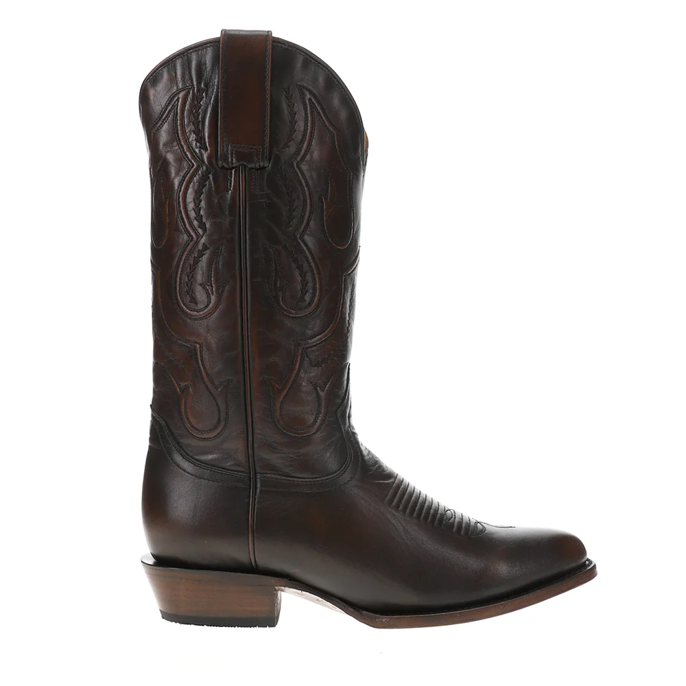 Carlisle Embroidered Round Toe Pull On Cowboy Boots