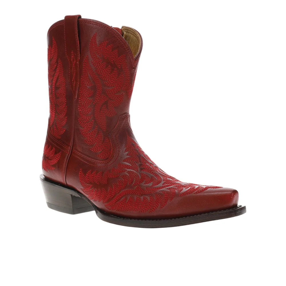 Cate Embroidered Snip Toe Zippered Cowboy Booties - Image 2