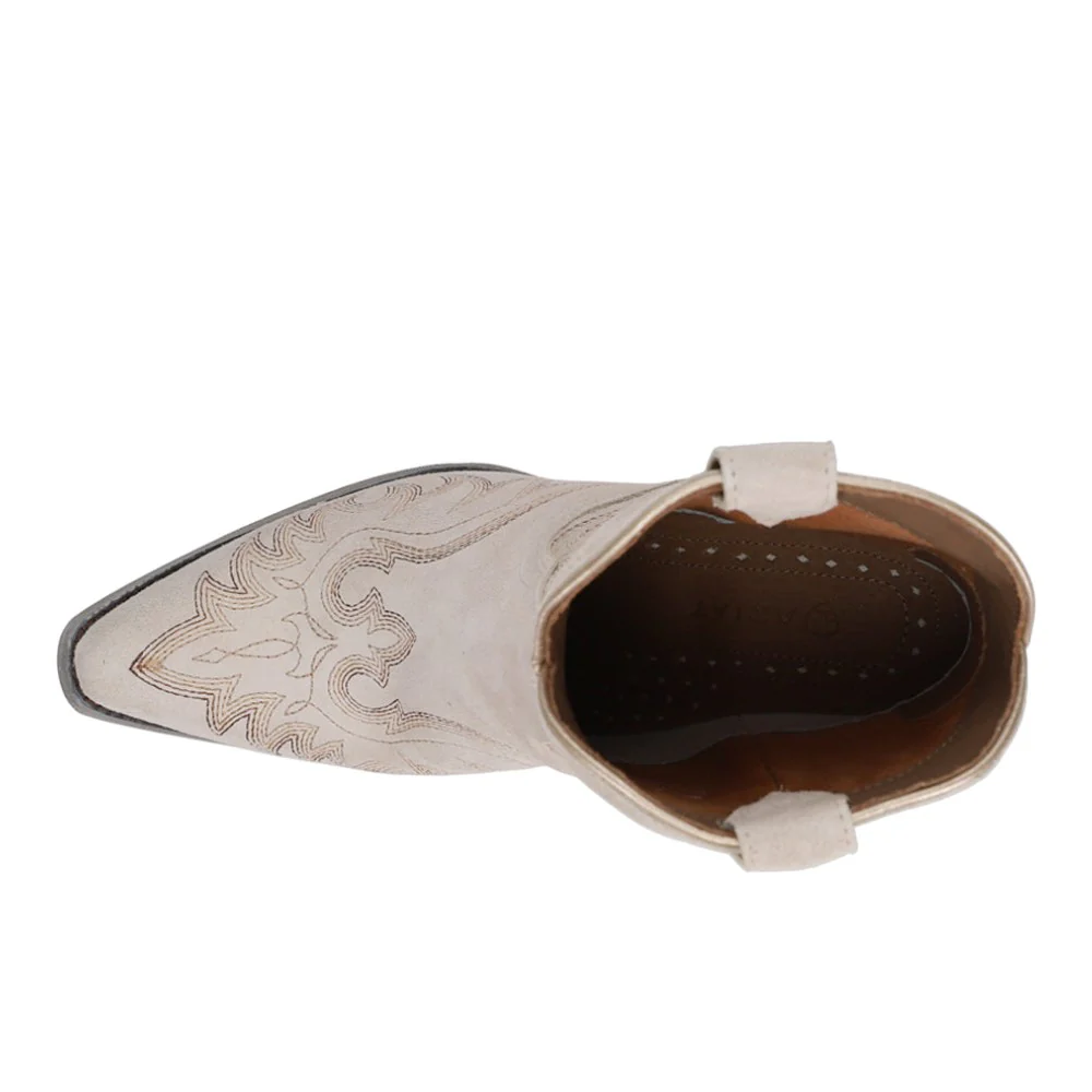 Chandler Embroidered Pointed Toe Pull On Cowboy Booties - Image 4