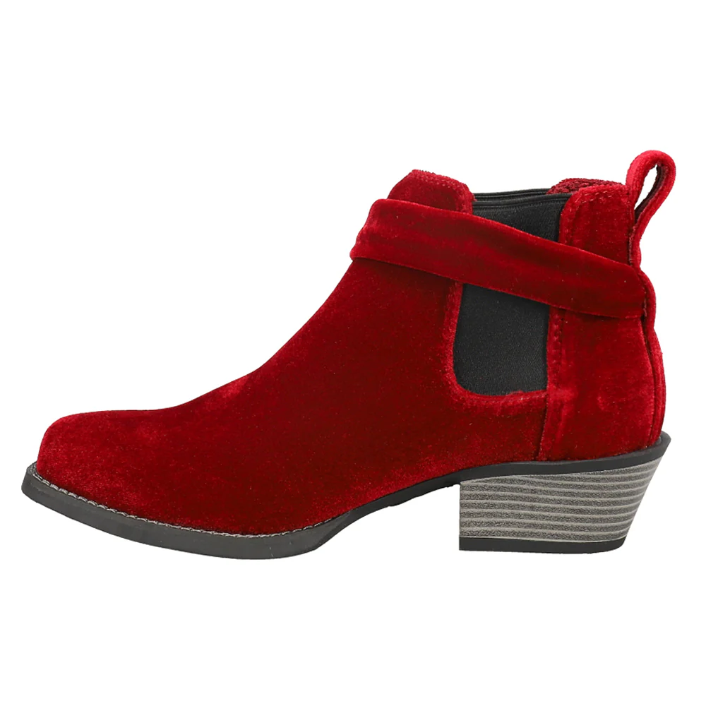 Chellie Velvet Square Toe Pull On Booties - Image 3