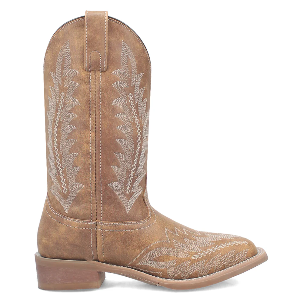 Cheyenne Embroidered Square Toe Pull On Cowboy Boots