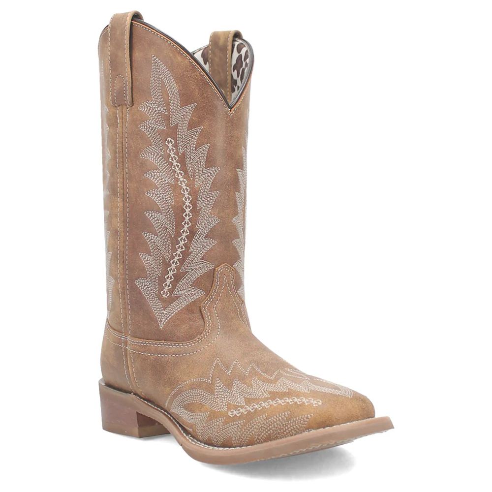 Cheyenne Embroidered Square Toe Pull On Cowboy Boots - Image 2