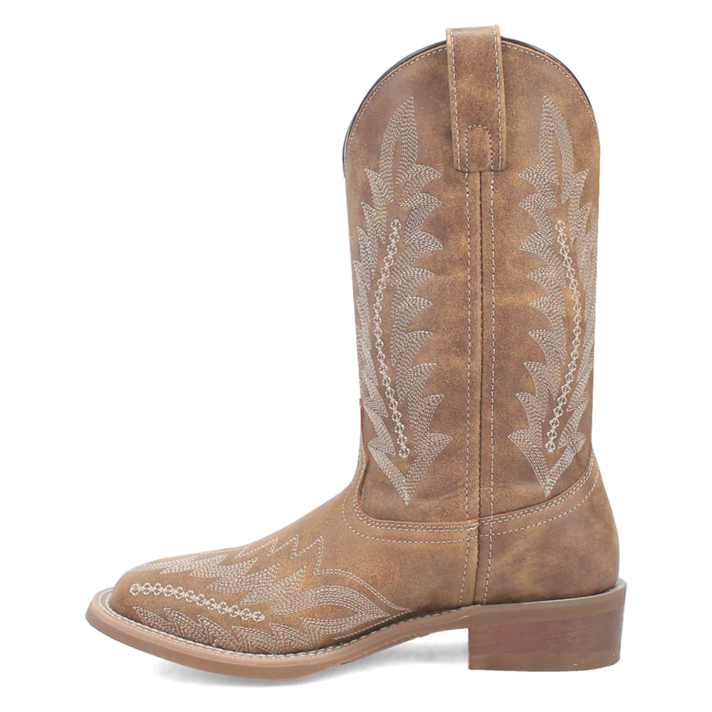Cheyenne Embroidered Square Toe Pull On Cowboy Boots - Image 3