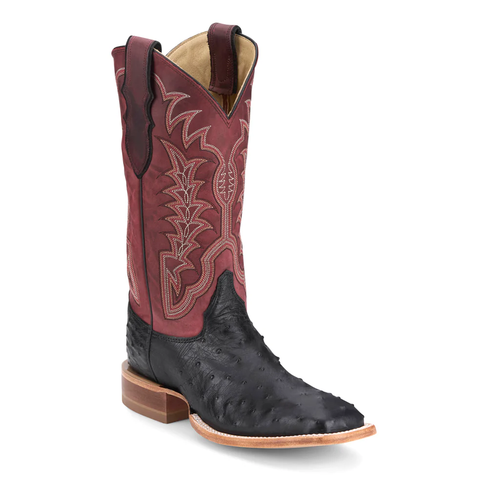 Chisolm Full Quill Ostrich Square Toe Pull On Cowboy Boots - Image 2