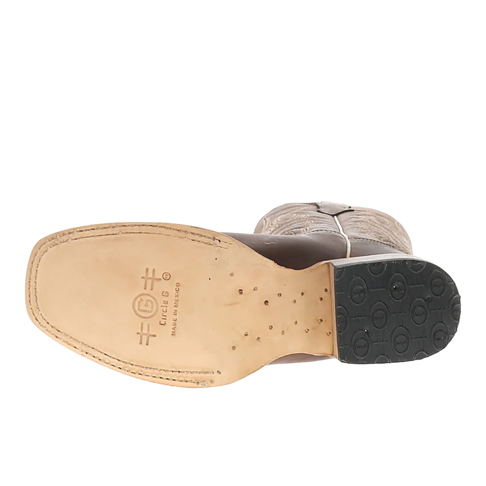 Chocolate Wide Embroidered Pull On Square Toe Cowboy Boots - Image 5