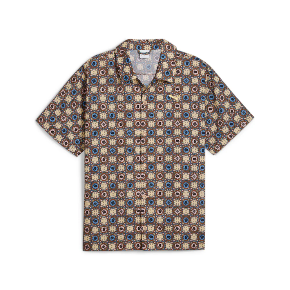 Classics New Prep Woven Graphic Collared Short Sleeve Button Up Shirt