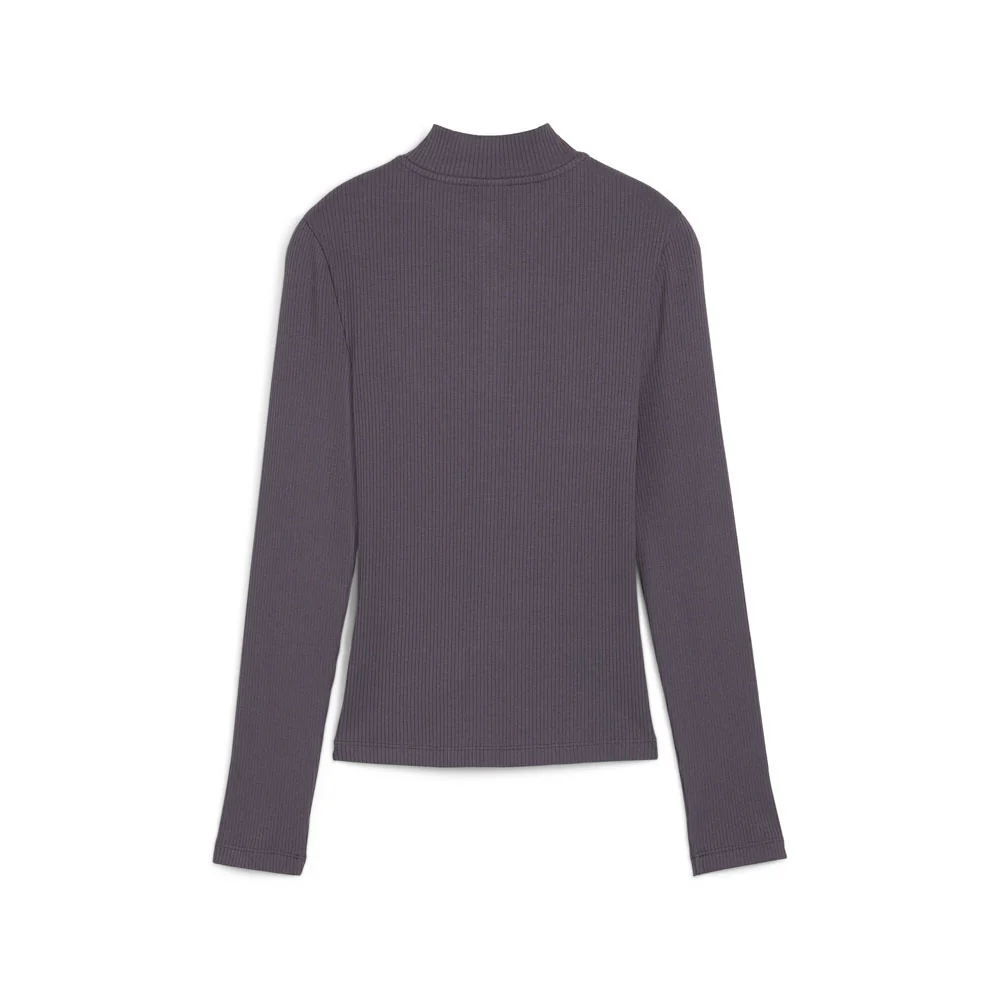 Classics Ribbed Mock Neck Long Sleeve Half Zip Pullover Top - Image 2