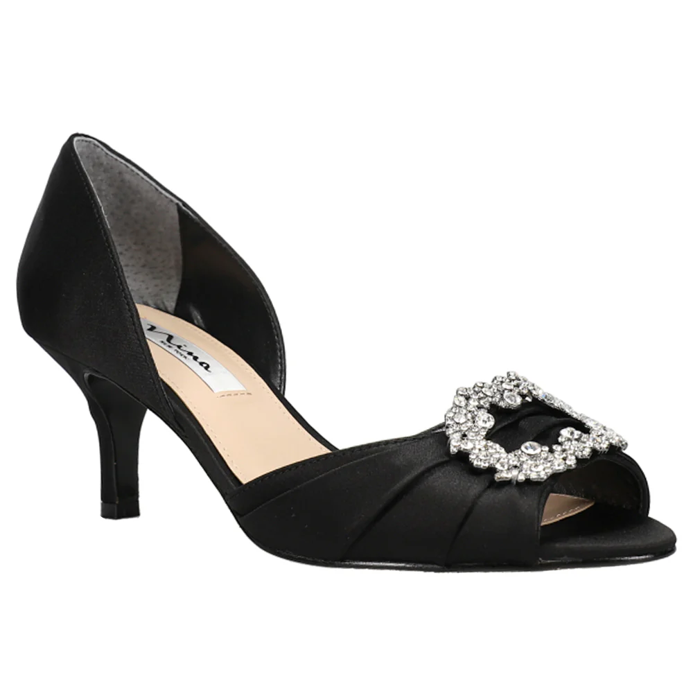 Corrine Rhinestone Peep Toe Evening Pumps - Image 2
