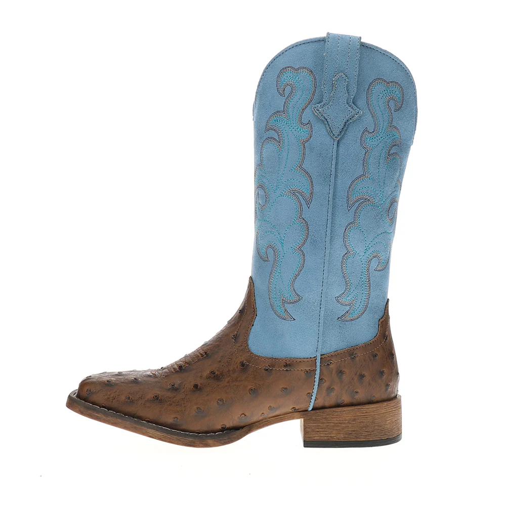 Cowboy Classic Ostrich Print Square Toe Cowboy Boots - Image 3