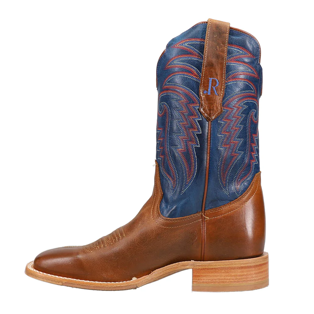 Electric Blue Embroidered Wide Square Toe Cowboy Boots - Image 3