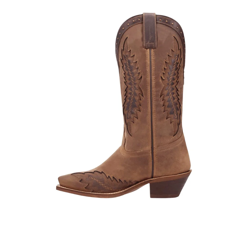 Coyote Creek Studded Overlay Snip Toe Pull On Cowboy Boots - Image 3