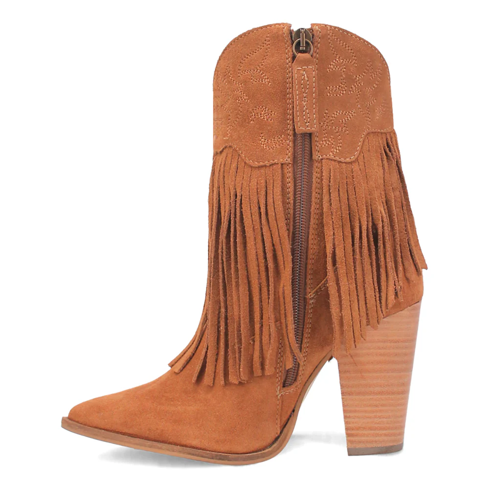 Crazy Train Fringe Embroidered Snip Toe Cowboy Booties - Image 3