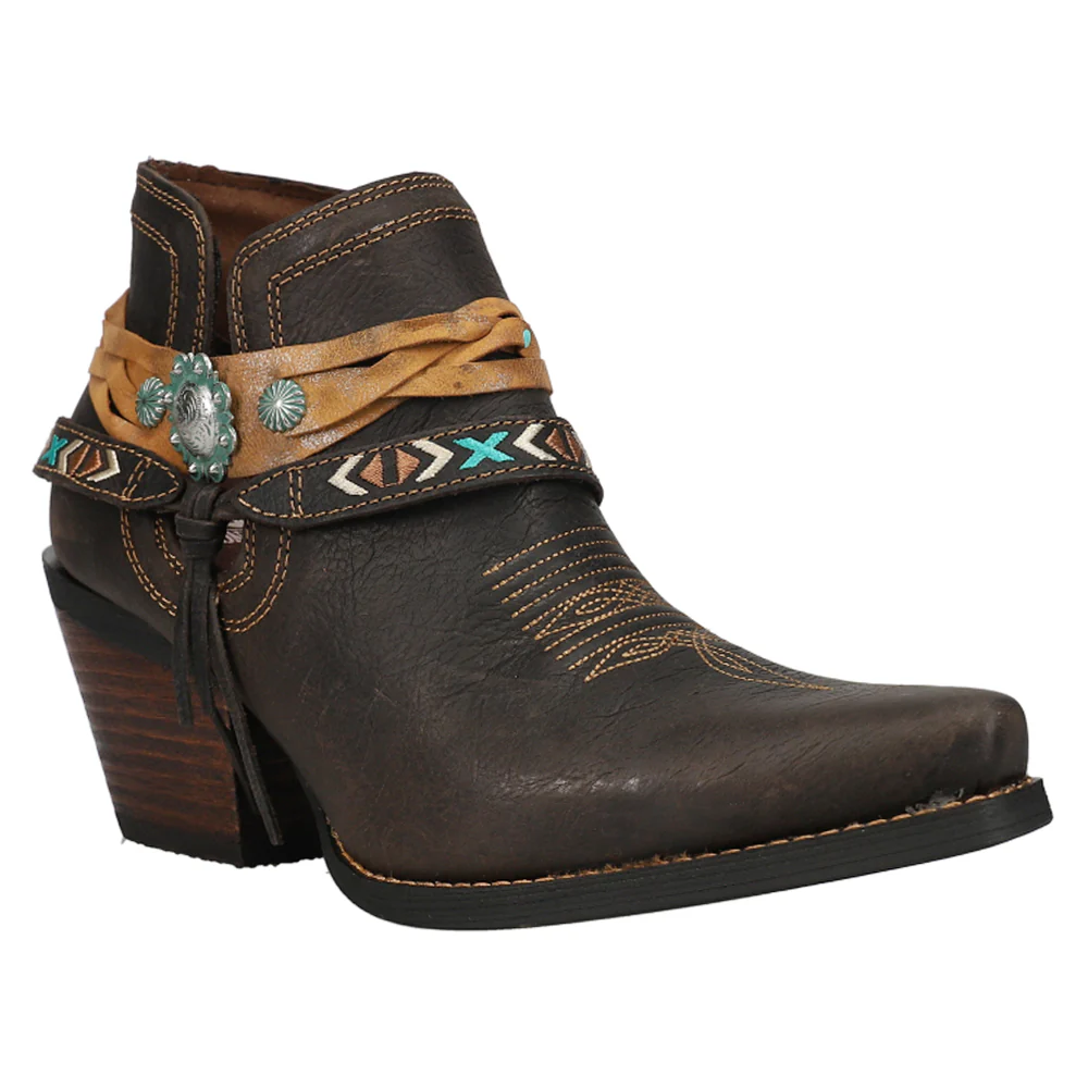 Crush Belted Pull On Square Toe Cowboy Booties - Image 2