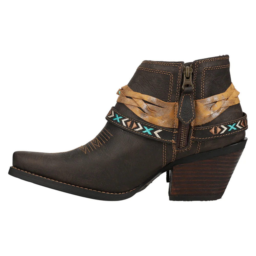Crush Belted Pull On Square Toe Cowboy Booties - Image 3