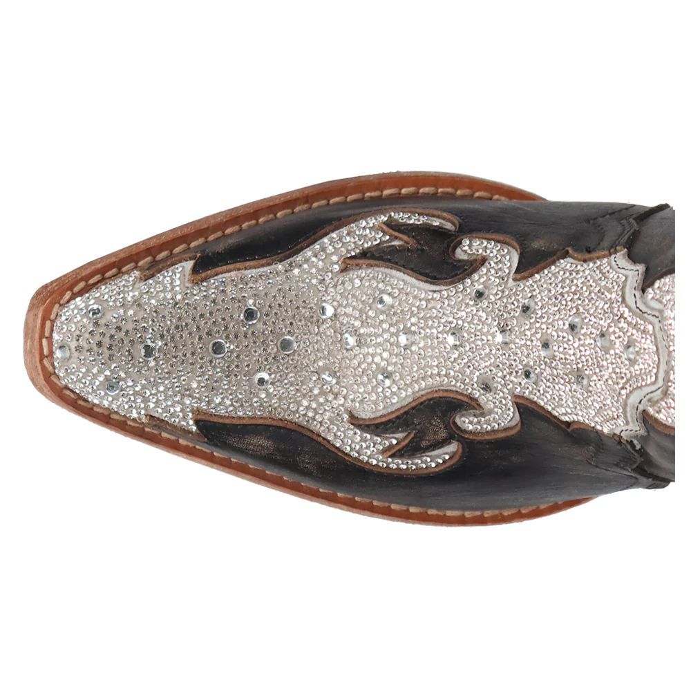 Crystal Snip Toe Pull On Cowboy Boots - Image 4