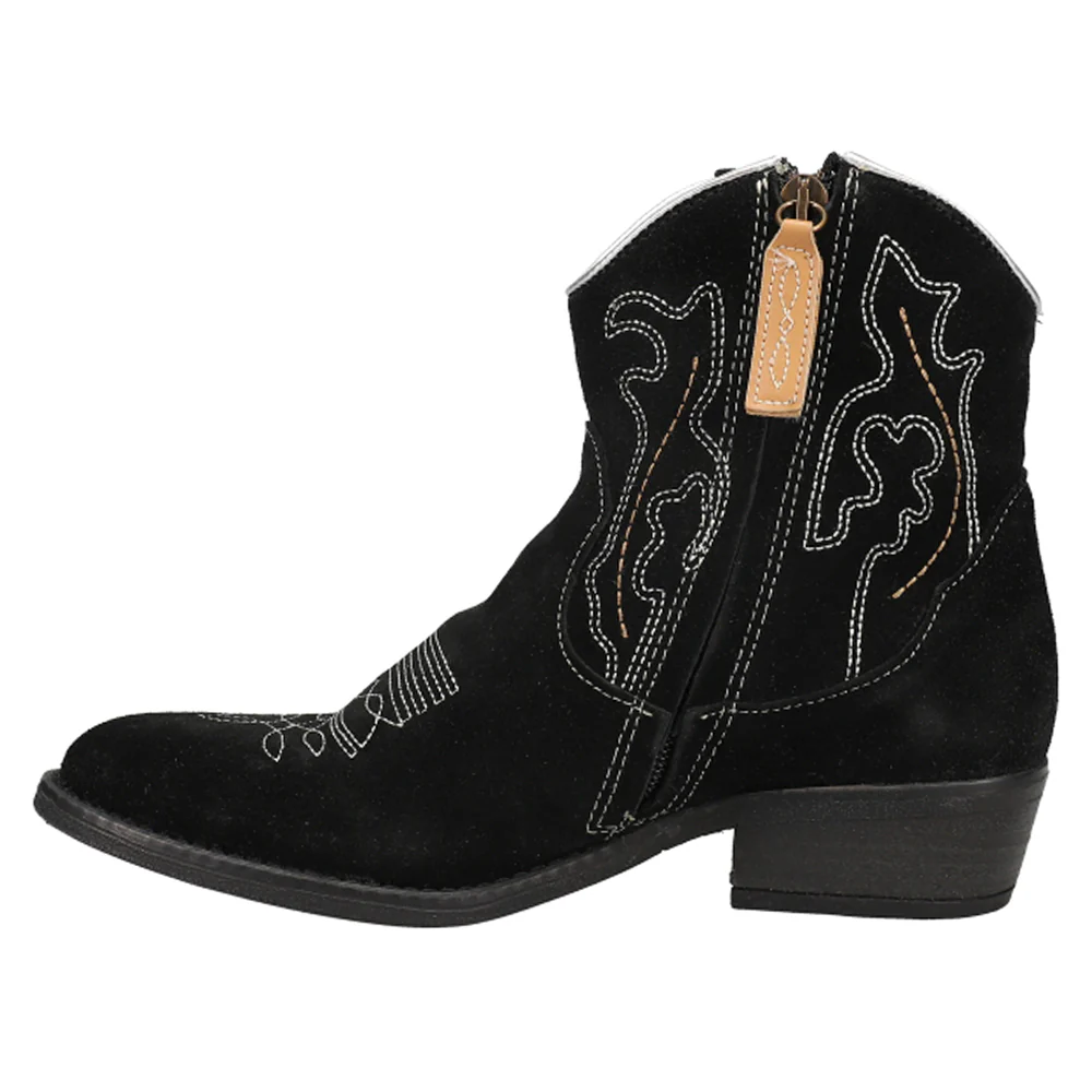 Daisy Mae Embroidered Round Toe Zippered Cowboy Booties - Image 3