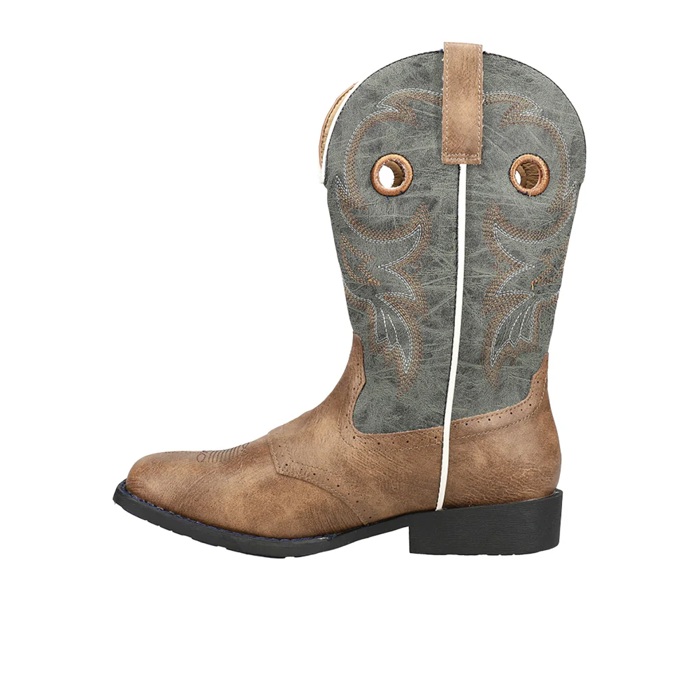 Daniel Distressed Saddle Embroidery Square Toe Cowboy Boots (Big Kid) - Image 3