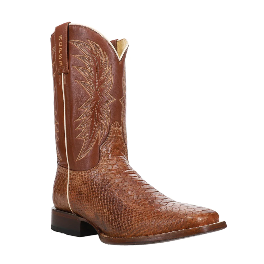 Diesel Embroidered Python Animal Print Square Cowboy Boots - Image 2