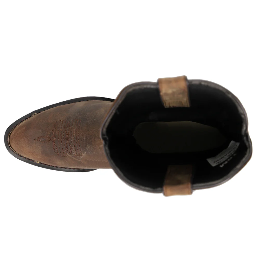 Distressed Slouch Pull On Round Toe Cowboy Boots - Image 4