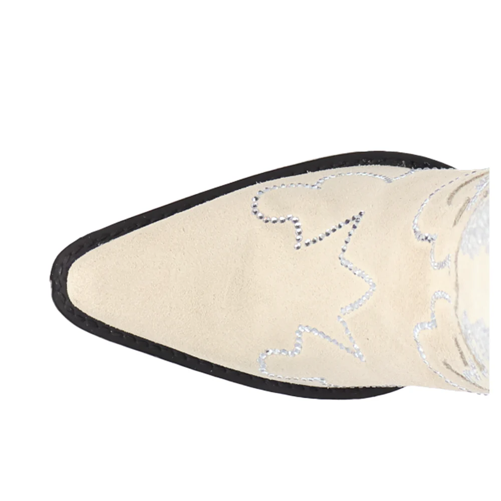 Double Take Suede Leather Snip Toe Cowboy Boots - Image 4
