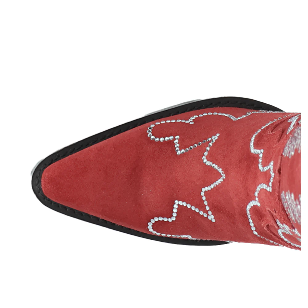 Double Take Suede Leather Snip Toe Cowboy Boots - Image 4