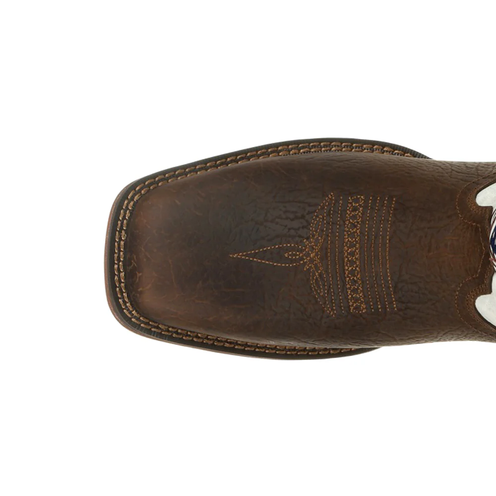 Rebel Distressed Flag Embroidered Patriotic Square Toe Pull On Cowboy Boots - Image 4