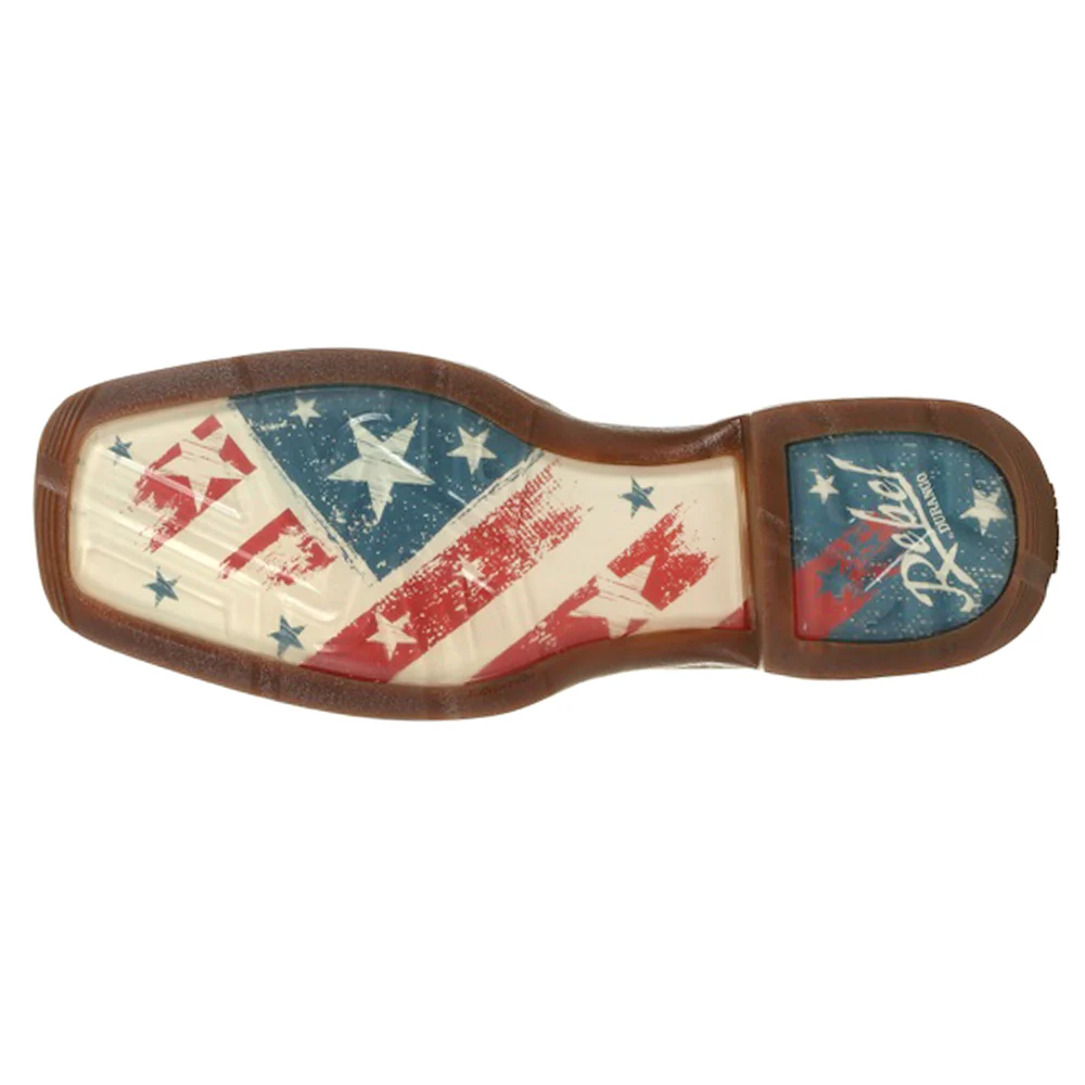 Rebel Distressed Flag Embroidered Patriotic Square Toe Pull On Cowboy Boots - Image 5