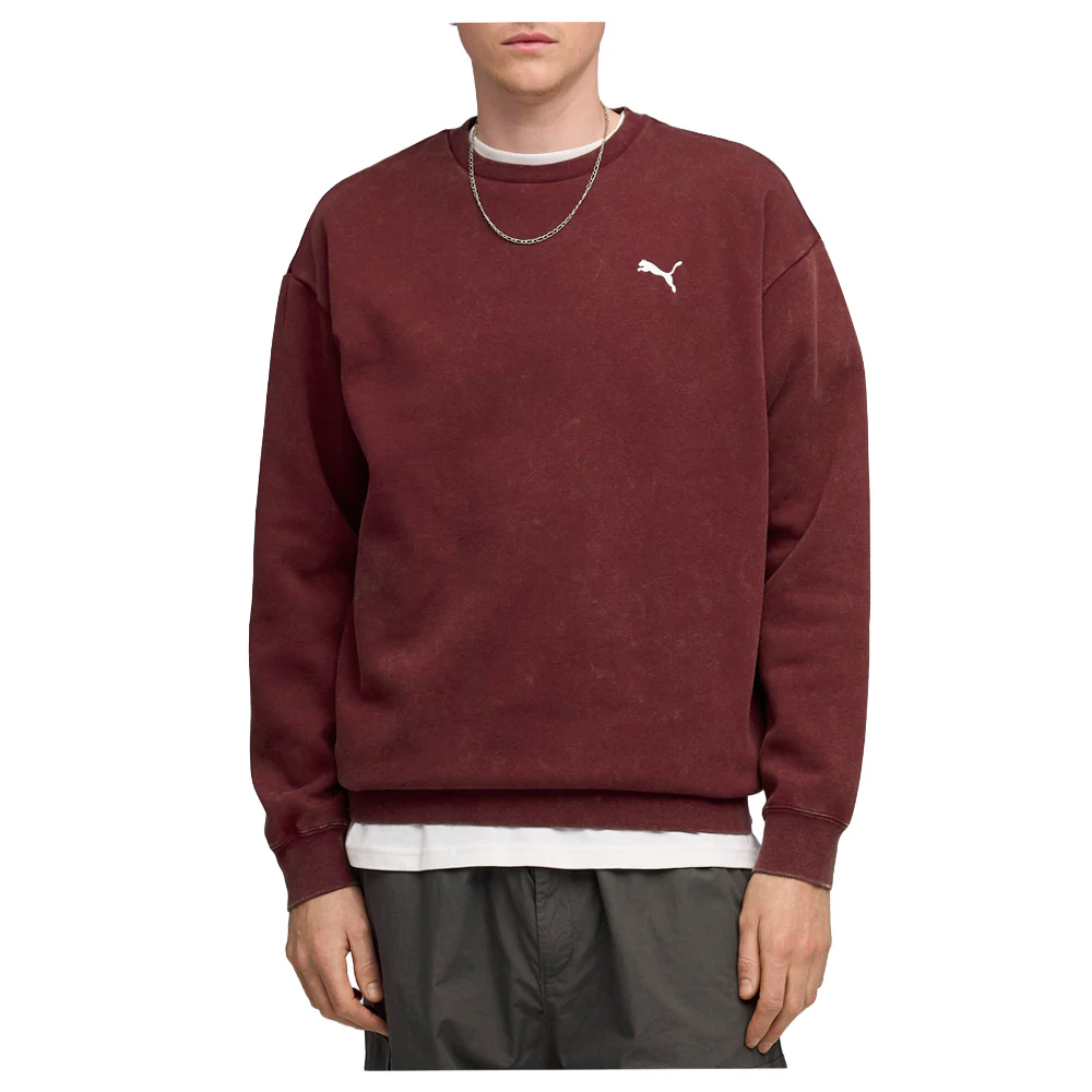 Elevated Essentials Acid Wash Crew Neck Fleece Sweatshirt - Image 3