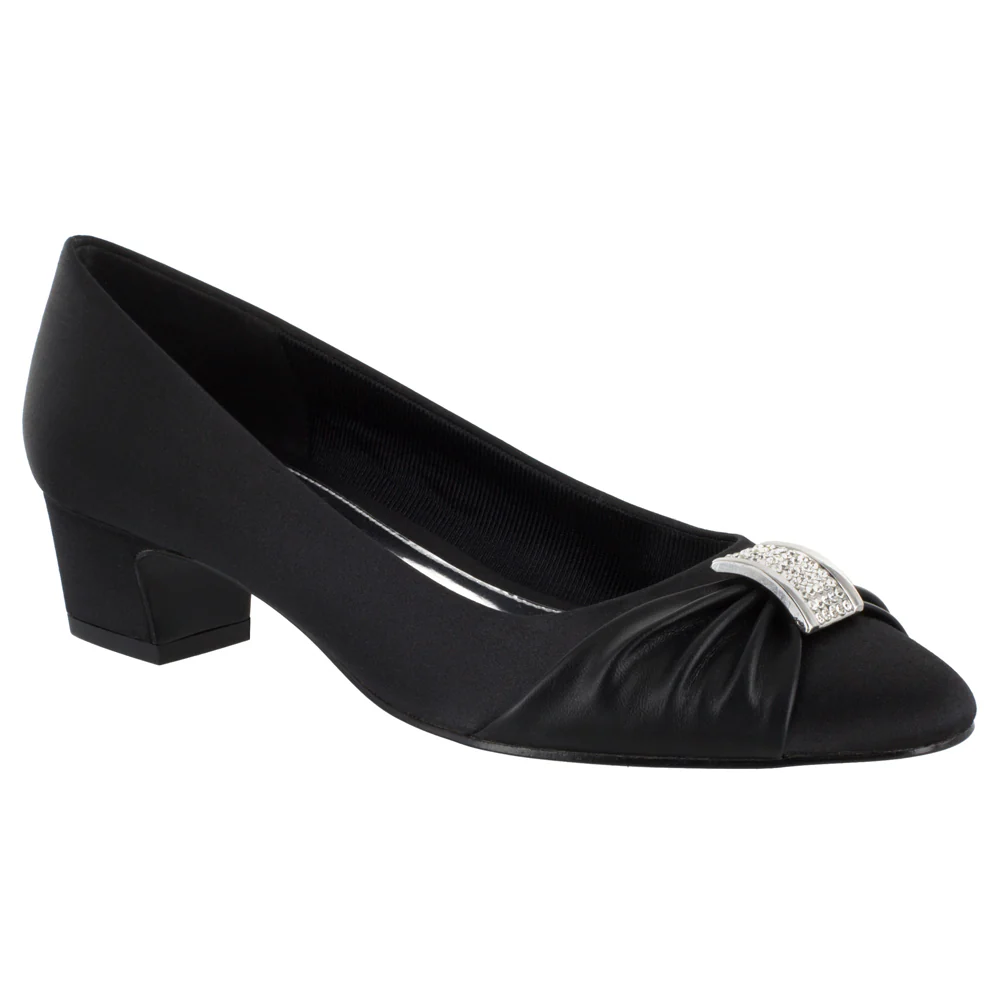 Eloise Rhinestone Round Toe Block Heel Pumps - Image 2