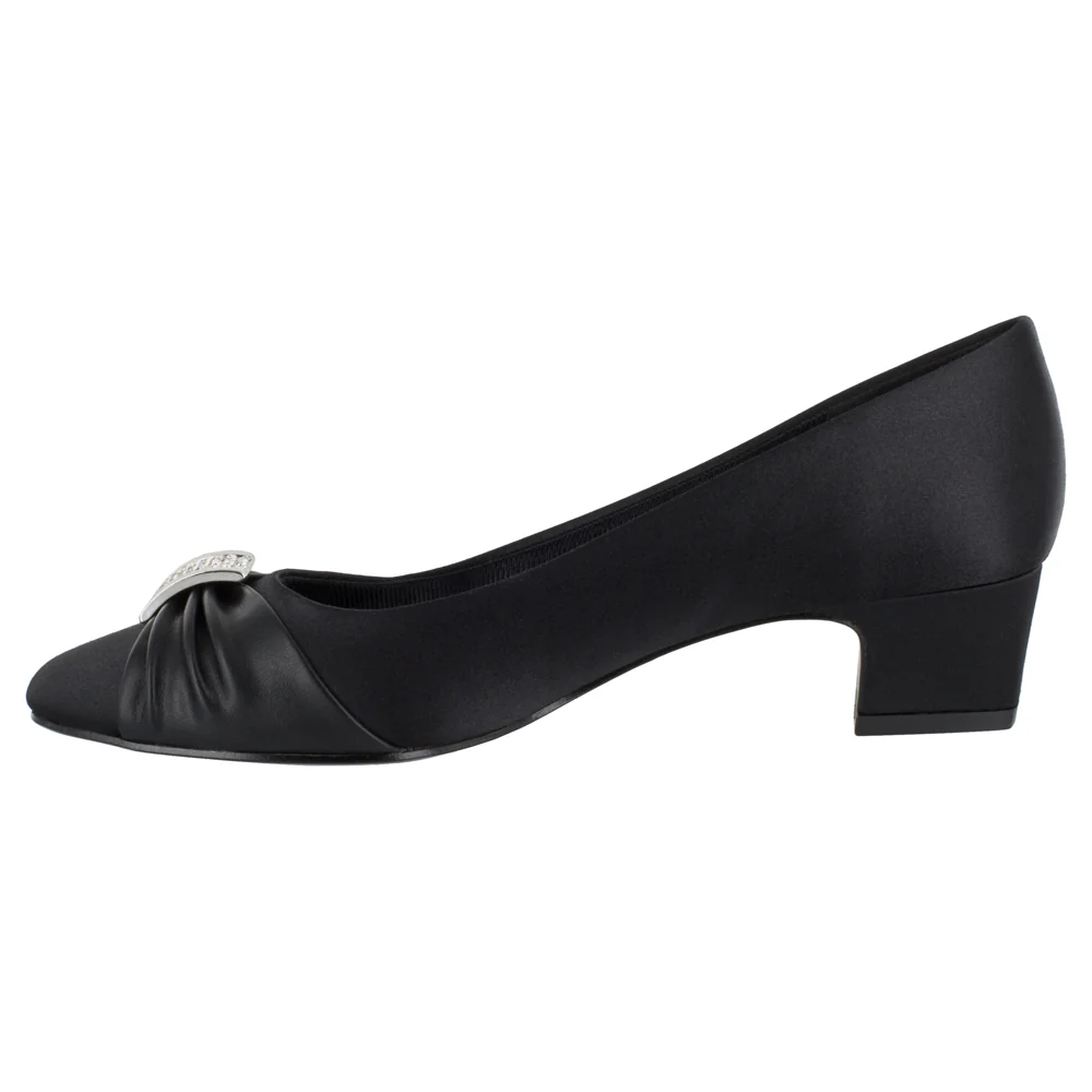 Eloise Rhinestone Round Toe Block Heel Pumps - Image 3