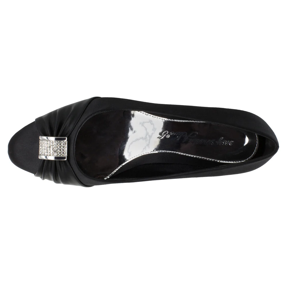 Eloise Rhinestone Round Toe Block Heel Pumps - Image 4