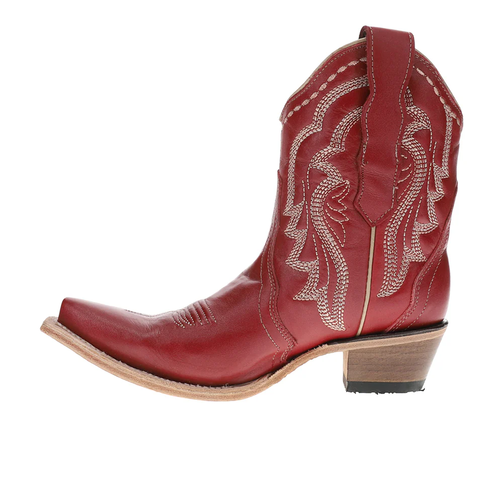 Embroidered Ankle Pull On Snip Toe Cowboy Boots - Image 3