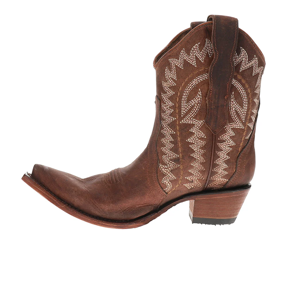 Embroidered Ankle Pull On Snip Toe Cowboy Boots - Image 3