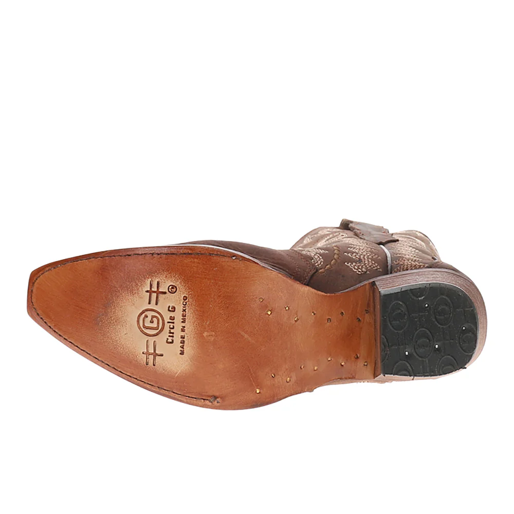 Embroidered Ankle Pull On Snip Toe Cowboy Boots - Image 5