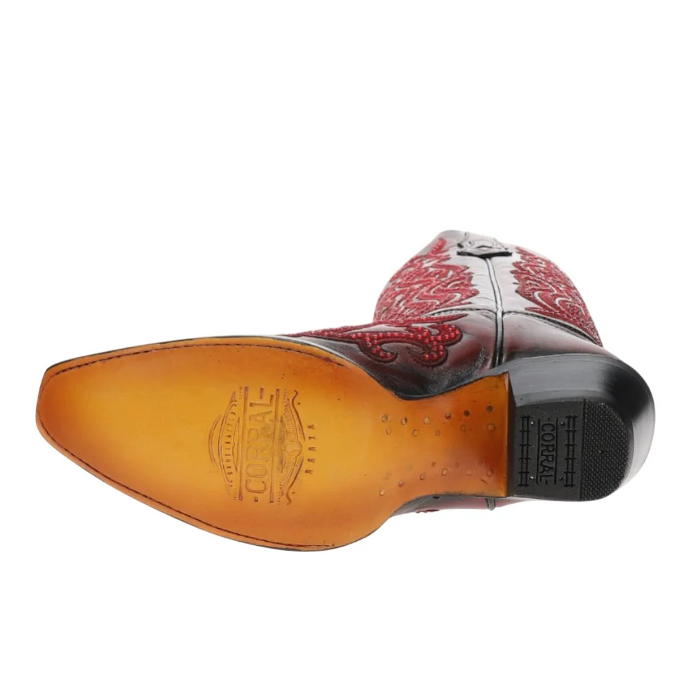 Embroidered Crystals Tall Snip Toe Pull On Cowboy Boots - Image 5