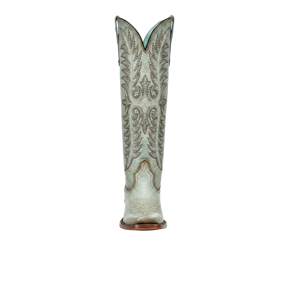 Embroidered Metallic Welt Tall Top Snip Toe Pull On Cowboy Boots - Image 4