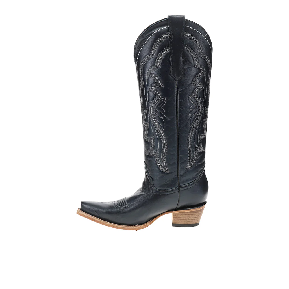 Embroidered Tall Snip Toe Pull On Cowboy Boots - Image 3
