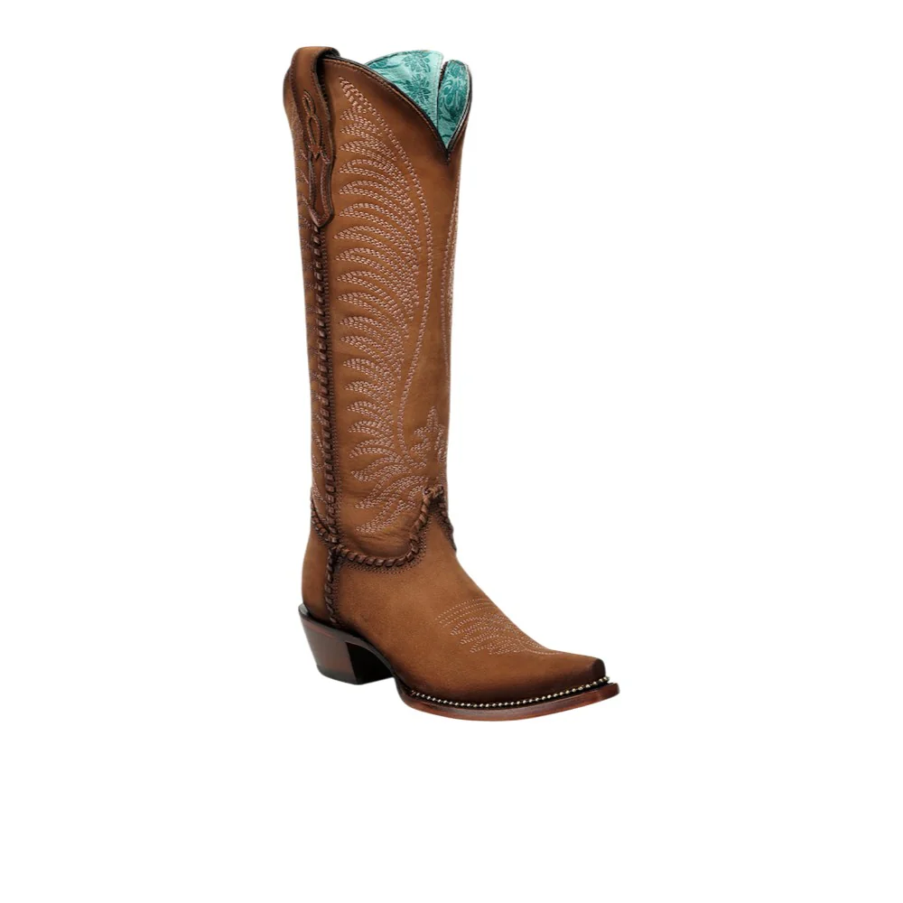 Embroidered Woven Metallic Welt Tall Top Snip Toe Pull On Cowboy Boots - Image 2