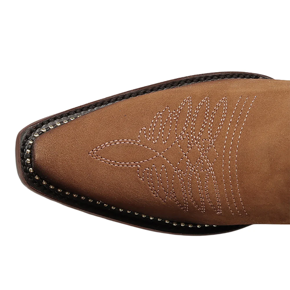 Embroidered Woven Metallic Welt Tall Top Snip Toe Pull On Cowboy Boots - Image 4