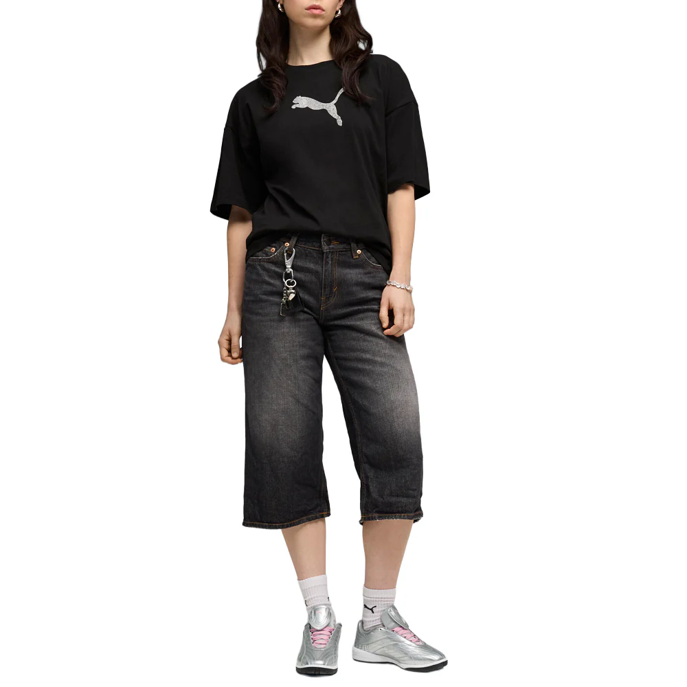 Essentials Graphics Leo Luxe Bedazzled Oversized Crew Neck Short Sleeve T-Shirt - Image 5