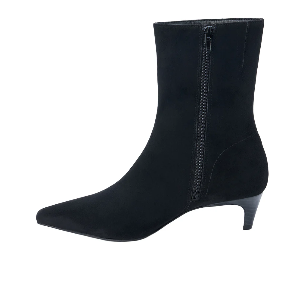 Esther Kitten Heel Snip Toe Zippered Boots - Image 3