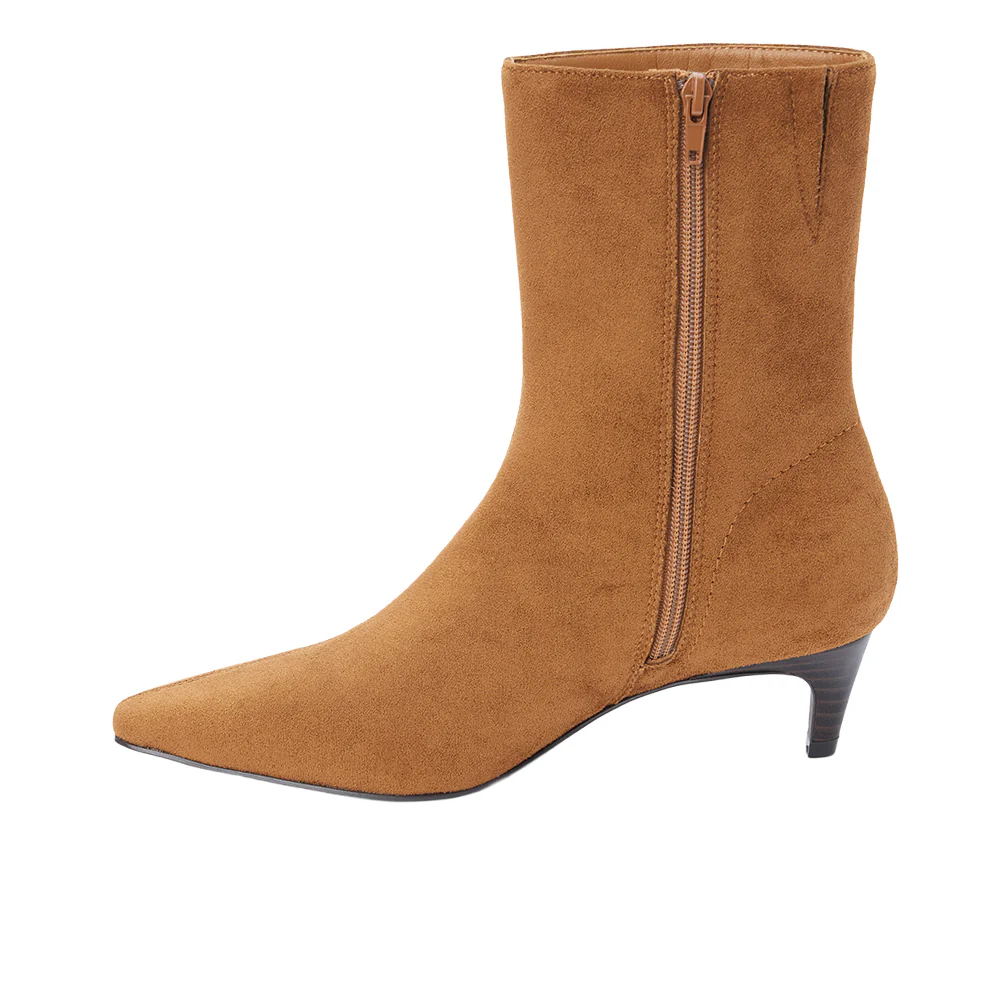 Esther Kitten Heel Snip Toe Zippered Boots - Image 3