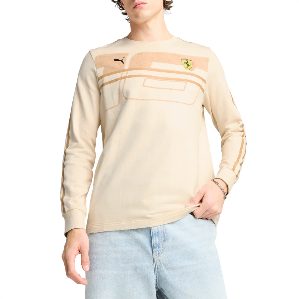 Scuderia Ferrari Race Desert Sun Las Vegas Crew Neck Long Sleeve T-Shirt - Image 3