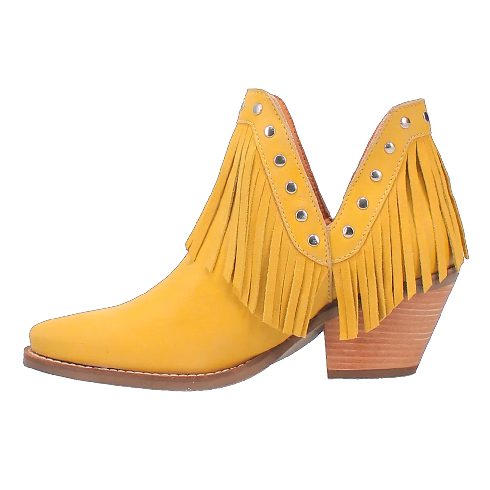 Fine N' Dandy Fringe Studded Snip Toe Cowboy Booties - Image 3