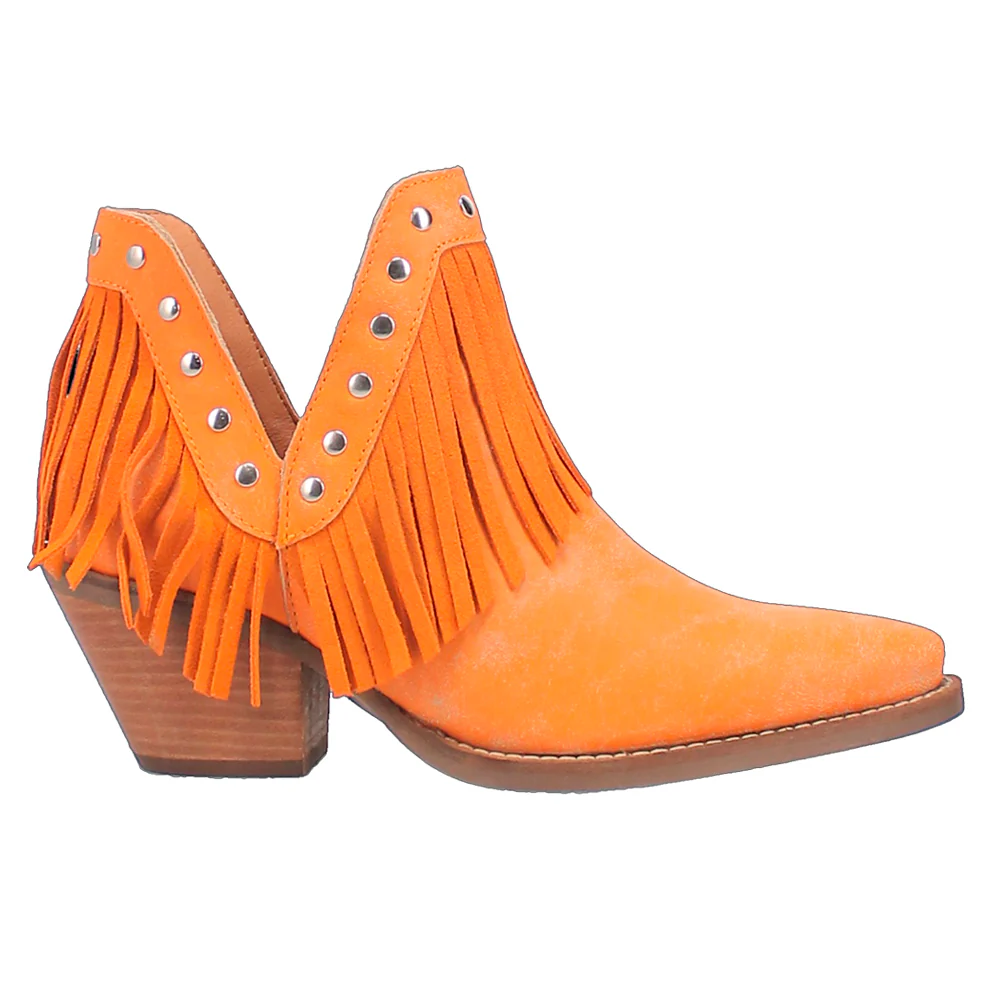 Fine N' Dandy Fringe Studded Snip Toe Pull On Cowboy Booties